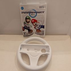 Nintendo Wii Mario Kart and Steering Wheel
