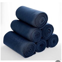 Fleece Throw Blankets Bulk Fleece Blankets Solid Wholesale Lightweight Warm Soft for Pet Bed Sofa Couch Office Wedding Gifts Travel Seasons (Navy, Pac