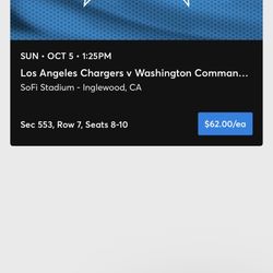 Chargers Vs Commanders NFL Tickets Football