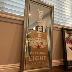 Heineken Beer Framed Mirror Bar Sign