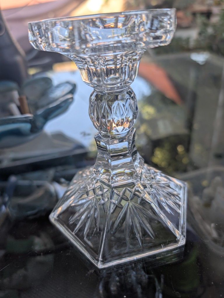 Shannon Crystal / Candlestick Holder / Lead Crystal / Fan / Criss Cross / Taper Candle / Candle Holder