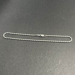 925 sterling silver rope style anklet 10.5” Long 