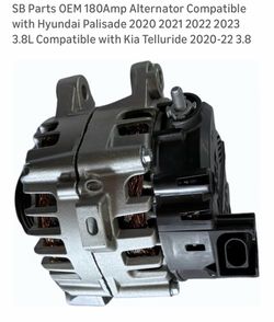 SB Parts OEM 180Amp Alternator Compatible with Hyundai Palisade 2020 2021 2022 2023 3.8L Compatible with Kia Telluride 2020-22 3.8