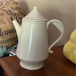 Vintage McCOY Cream Speckled Coffee Pot With Lid, 11" Tall