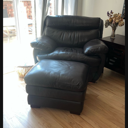 Leather Sofa Chair and Ottoman