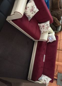Burgundy color sofa and love seat on sale