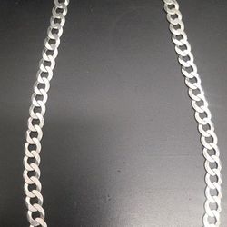 Sterling Silver Cuban Link Curb Link Chain 925 Sterling Silver  51.7 Grams 22" Long