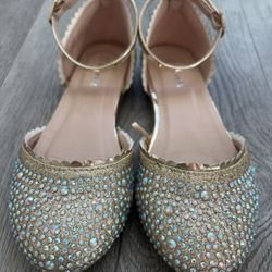 Kids Size 13 Girl Flat Shoes Shinny Gem