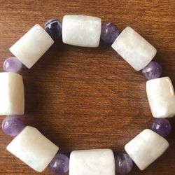 Moonstone And Amethyst Bracelet 