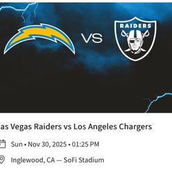 Raiders Vs Chargers November 30th 1:25pm Sec 340 Row 5, 
