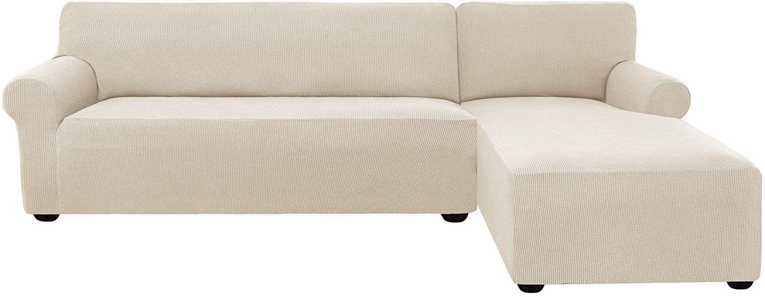 Subrtex Stretch Piece Textured Grid L Shaped Sectional Sofa