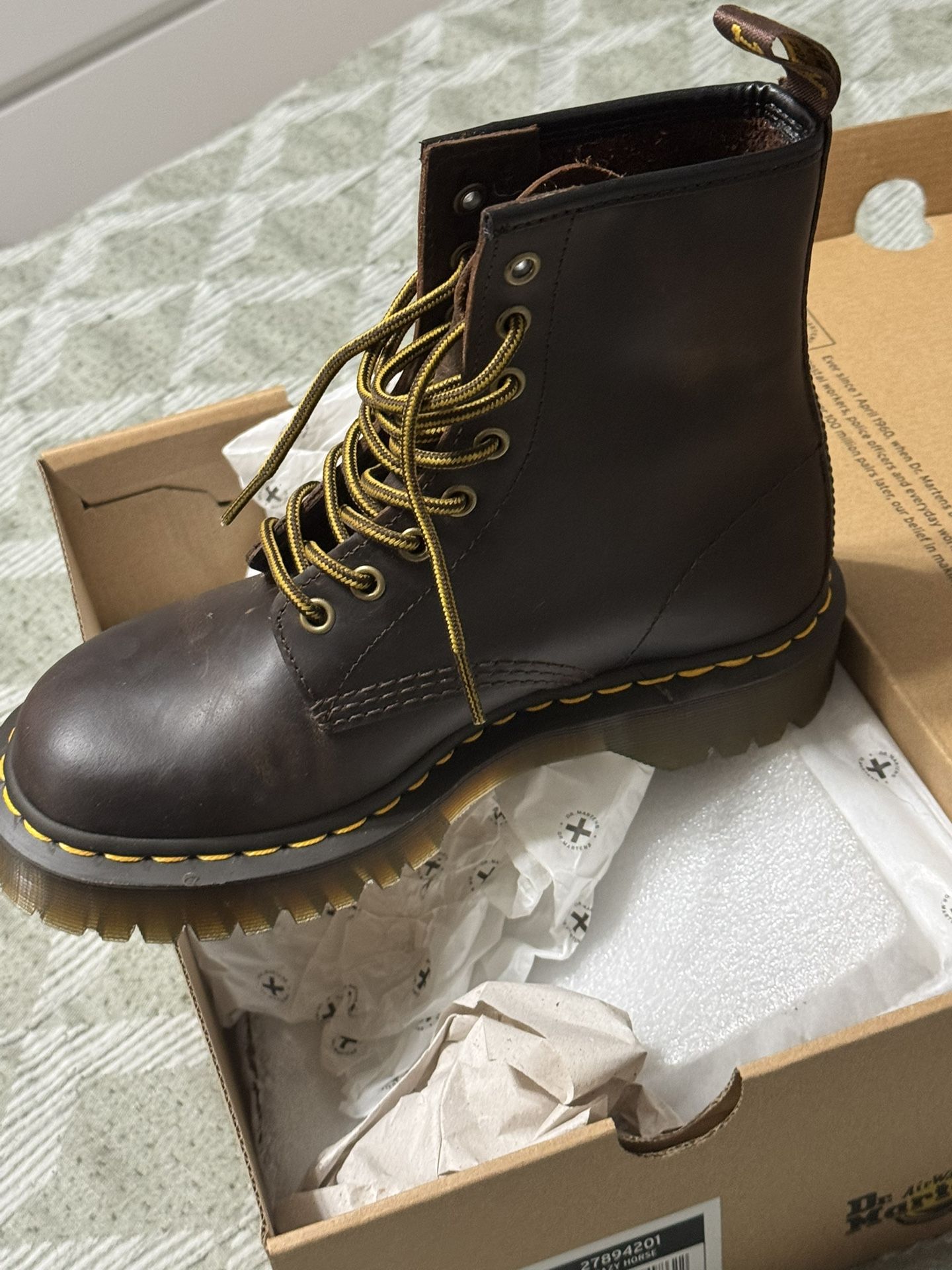 Dr. Martens Unisex 1460 Bex Crazy Horse Leather 8 Eye Boot, Dark Brown, 7 US Women