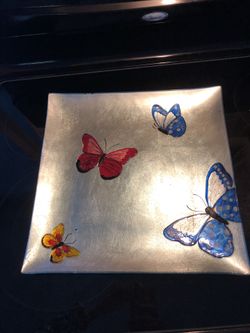Gorham Butterfly menagerie crystal tray