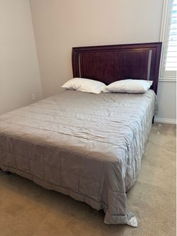 Queen bed - headboard, frame, mattress and box spring