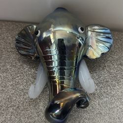 Iridescent Hand-Blown Glass Sculpture – Abstract Elephant / Art Piece