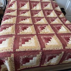 Vintage Handmade Double Sides Quilt, Queen Size
