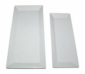 White Serving Tray Platters Set of 2 Trays Porcelain Ceramic Plates Microwave Dishwasher, Oven Safe