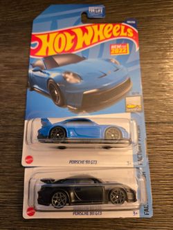 Hot Wheels Factory Fresh Lot of 2 Porsche 911 GT3's in Black and Blue 10/10