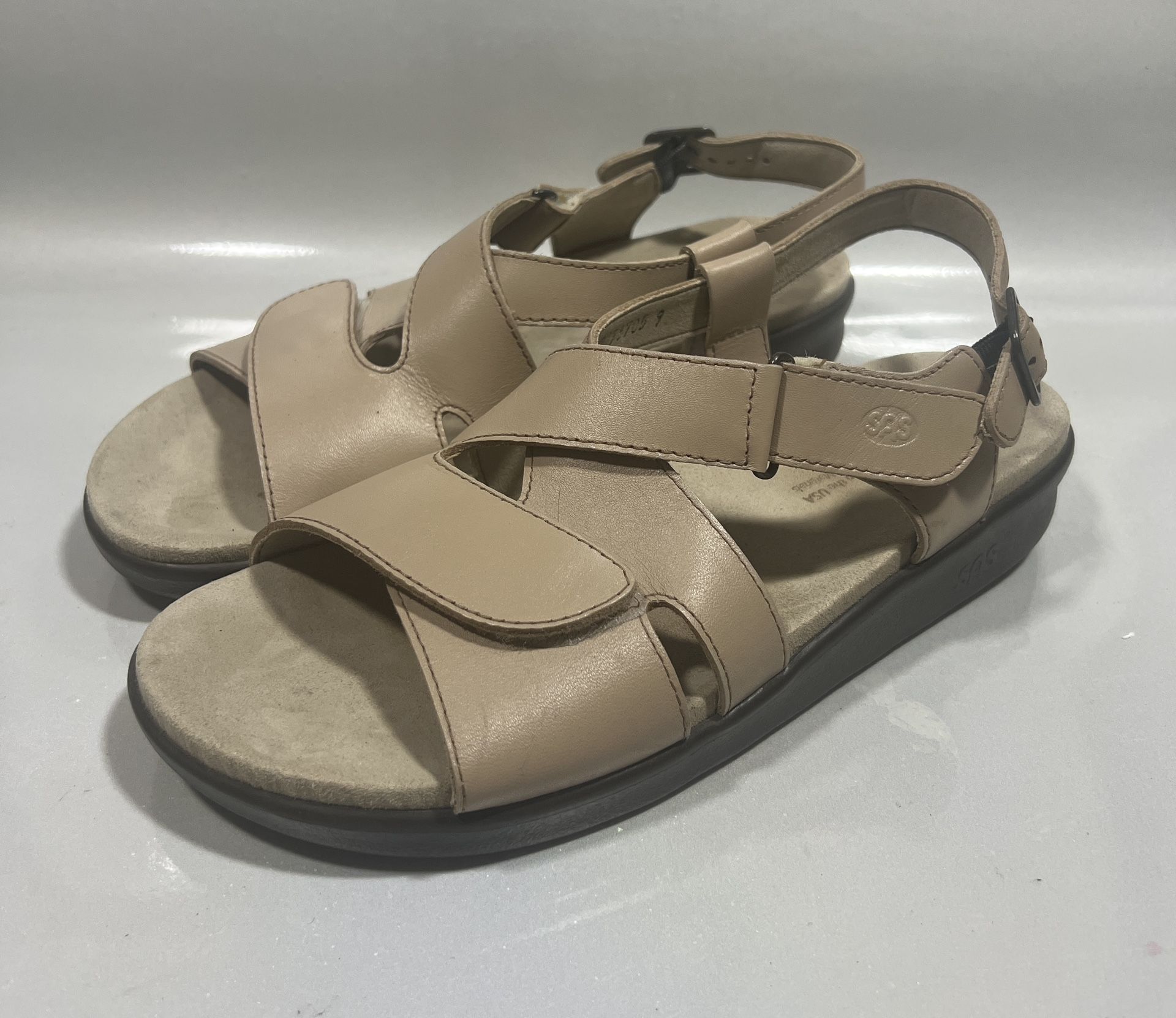 Sas Women Huggy Tripad Comfort Leather Wedge Sandals shoes Size 10 M