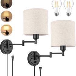 Set of two wall sconces dimmable plug in 