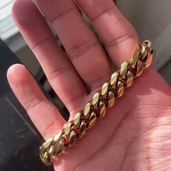 7 inch 12mm gold cuban link bracelet GLD
