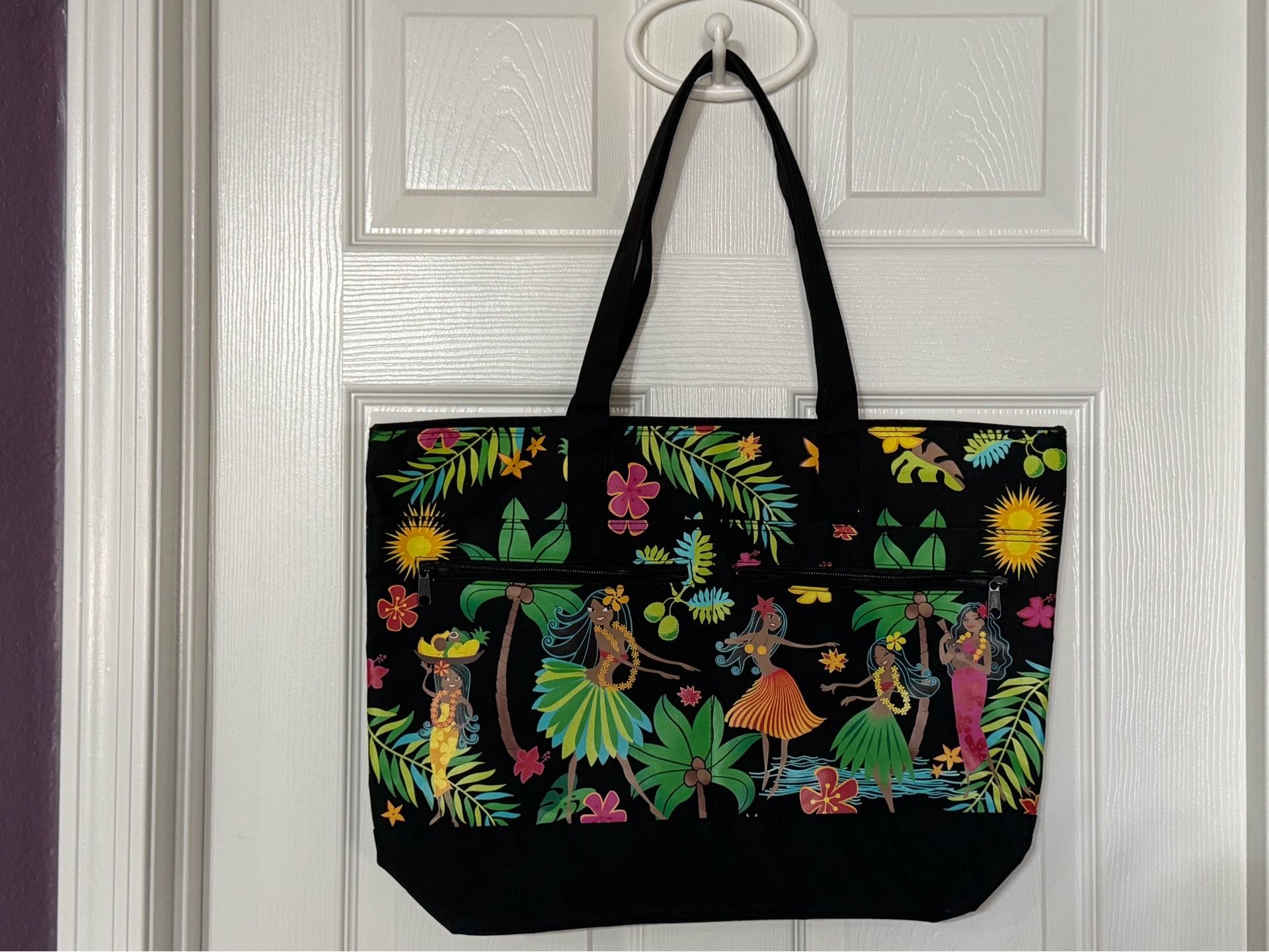 Large Hawaiian Tote Bag with Zipper
