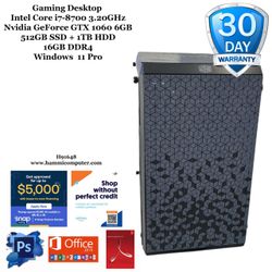 Gaming Desktop, Intel Core i7-8700, 16GB, 512GB SSD+ 1TB HDD, GeForce GTX 1060