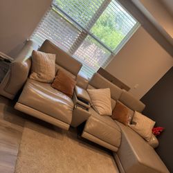 Leather Sectional Recliner Sofa