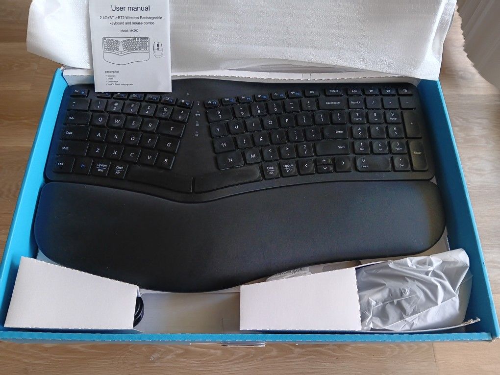 Wireless ERGONOMIC Keyboard, Pad & Mouse Combo 