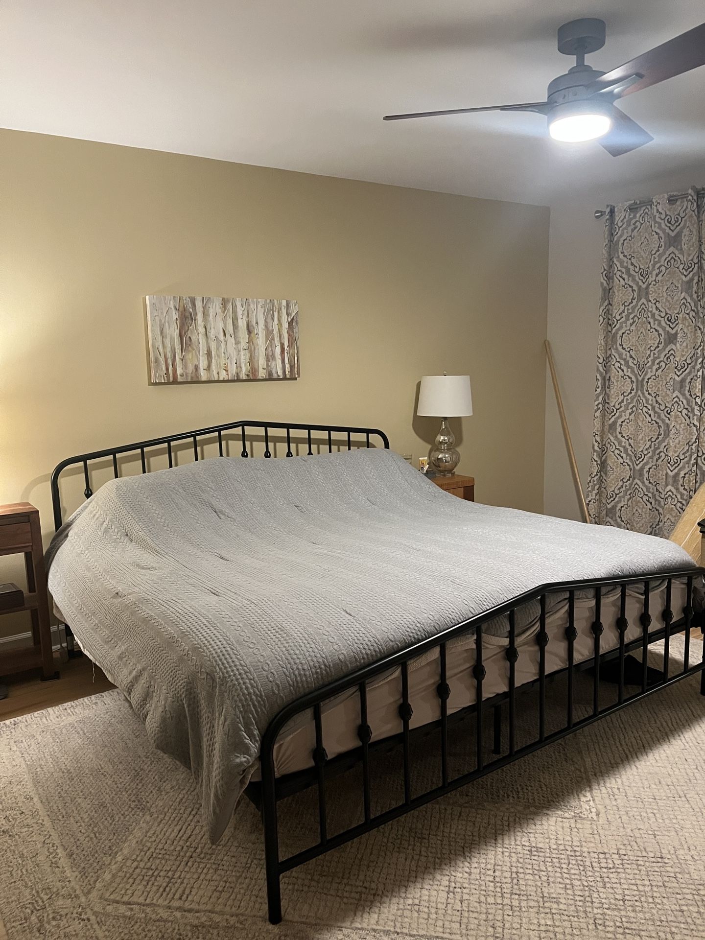 King size black metal bed frame