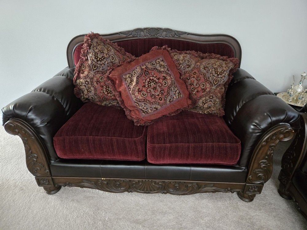 Fabric And Leather Sofa