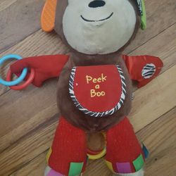 carters monkey peek a boo stroller car seat toy sensory plush stuffed