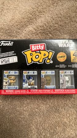 Funko pop, bitty pop star wars 4 pack, Luke Skywalker, R2-D2, Chewbacca, Han Solo