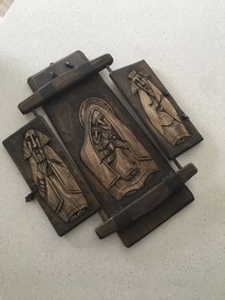 Wooden/leather Hand Made Hanging Sculpture