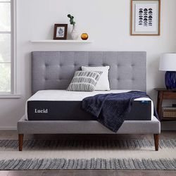 LUCID 10 Inch Memory Foam Mattress - Medium Feel - Infused with Bamboo Charcoal and Gel - Bed in a Box - Temperature Regulating - Pressure Relief - Br