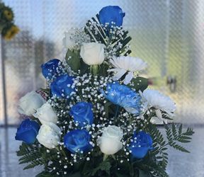 Roses/rosas. Azul/white