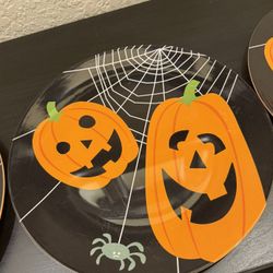 3 Spiders Melamine Plates + Halloween Towel + 2 Skeleton plates. Target Perfect Condition 
