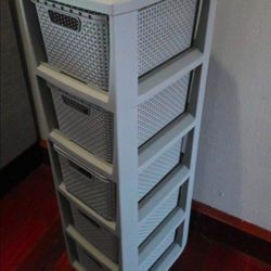 Tower drawer storage bins organization woven stackable Tools Makeup Bathroom