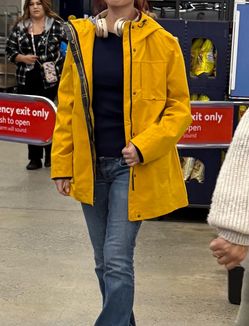 Yellow Hooded Rain Jacket