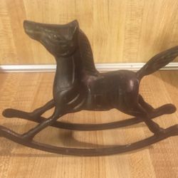 Vintage Miniature Brass Rocking Horse, approx 4.5x6"