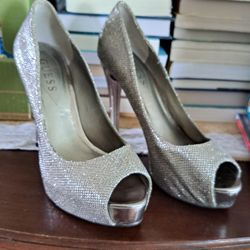 Silver Sparkle GUESS Heels 