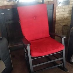 Black Rocking Chair For Sale With Red Cushion $60