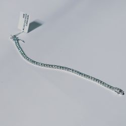 Aqua Green Moissanite Tennis Bracelet – 925 Silver, 6.5”