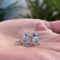 Brand New Moissanite Earrings – 8mm (2 carat total weight each).