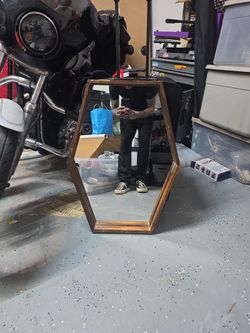 Coffin Shaped Wooden Mirror 