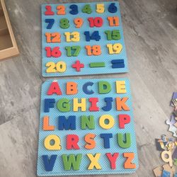 Alphabet & Number Puzzle (wood Board & Good Quality Plastic Letter & Numbers) 