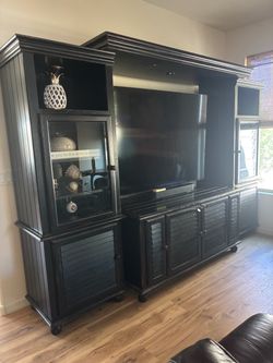 Black Wood Entertainment Center Wall Unit