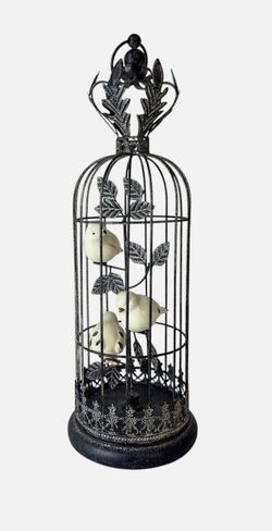 Metal Decorative Bird Cage with Birds Table Decor