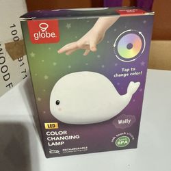 Globe Electric Adorable Multicolor Changing Integrated LED Rechargeable Silicone Night Light for Baby and Kids Rooms (Wally The Whale)
