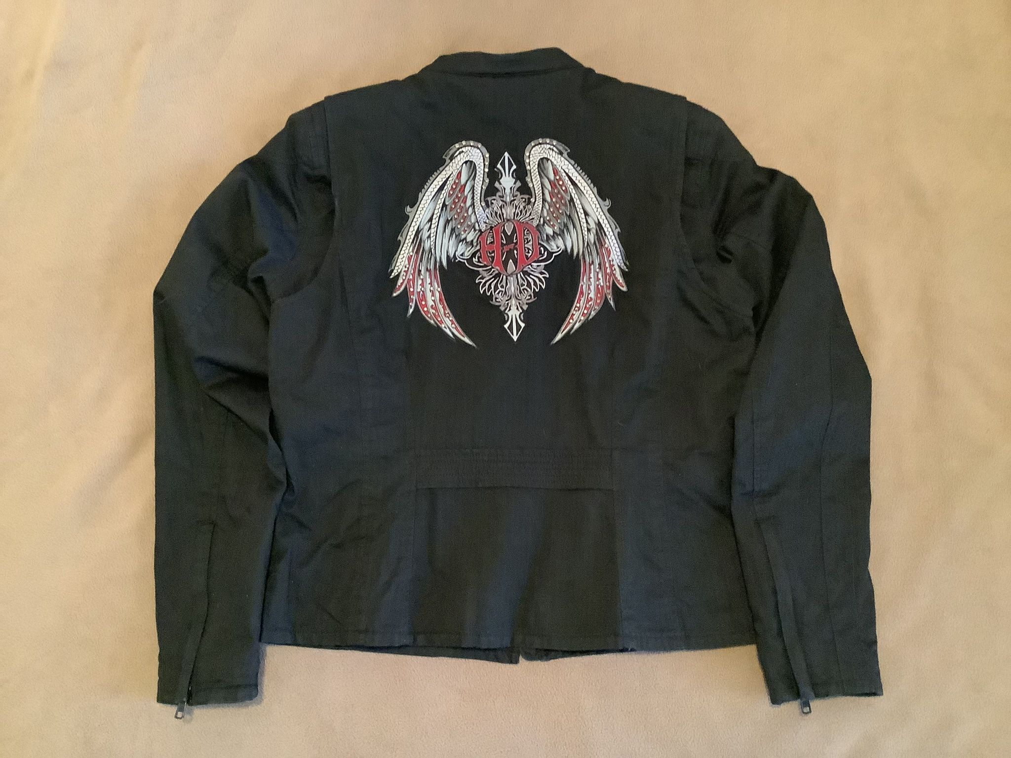 Women’s Road Angel 100% Cotton Lightweight Black Riding Jacket and Red Hoodie